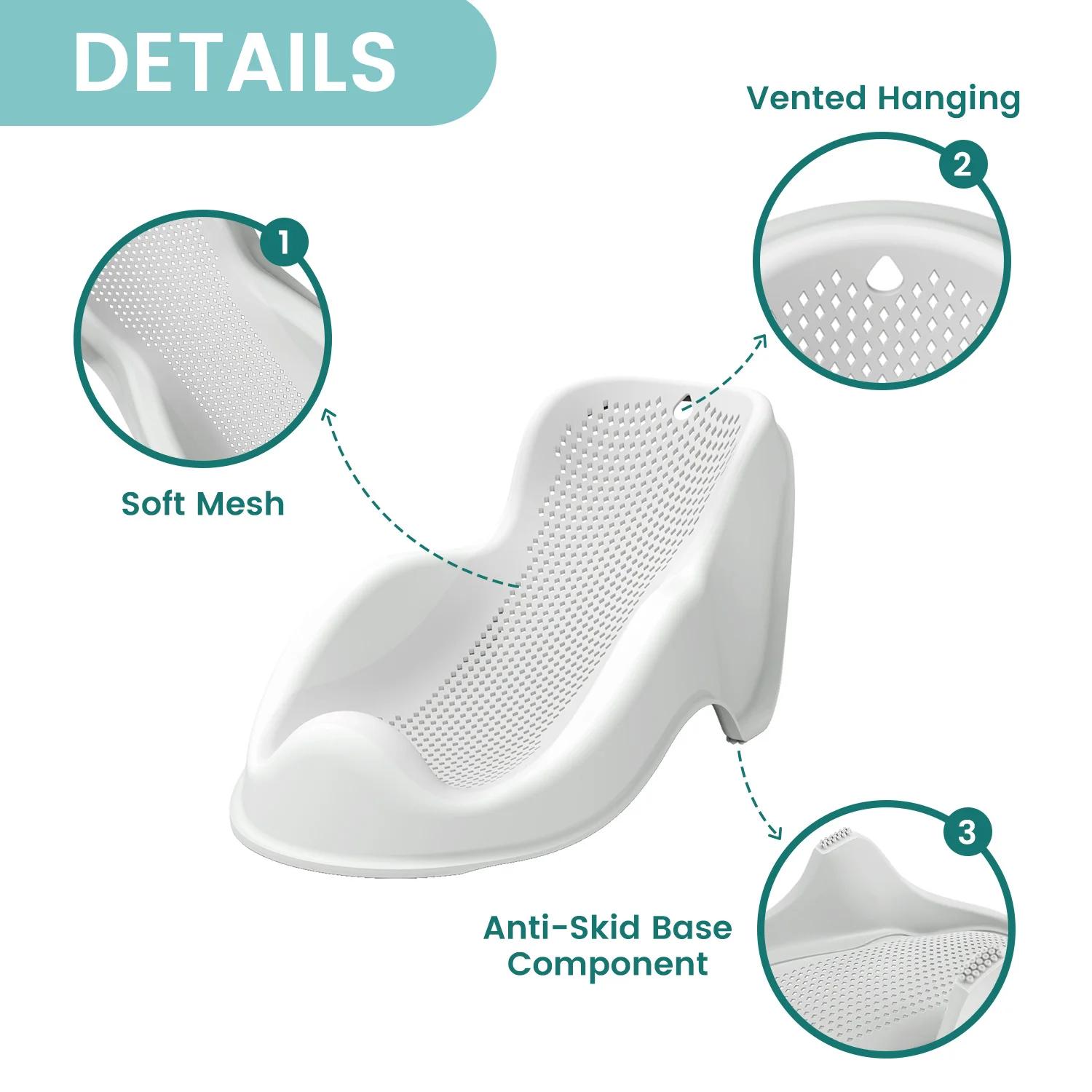 Siège de bain ergonomique pour nouveau-né - Support antidérapant confortable avec design à séchage rapide