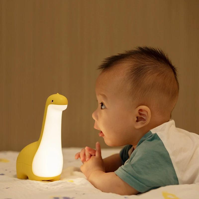 Veilleuse dinosaure mignonne pour enfants, Protection des yeux, lampe de chevet, chargement USB, déc