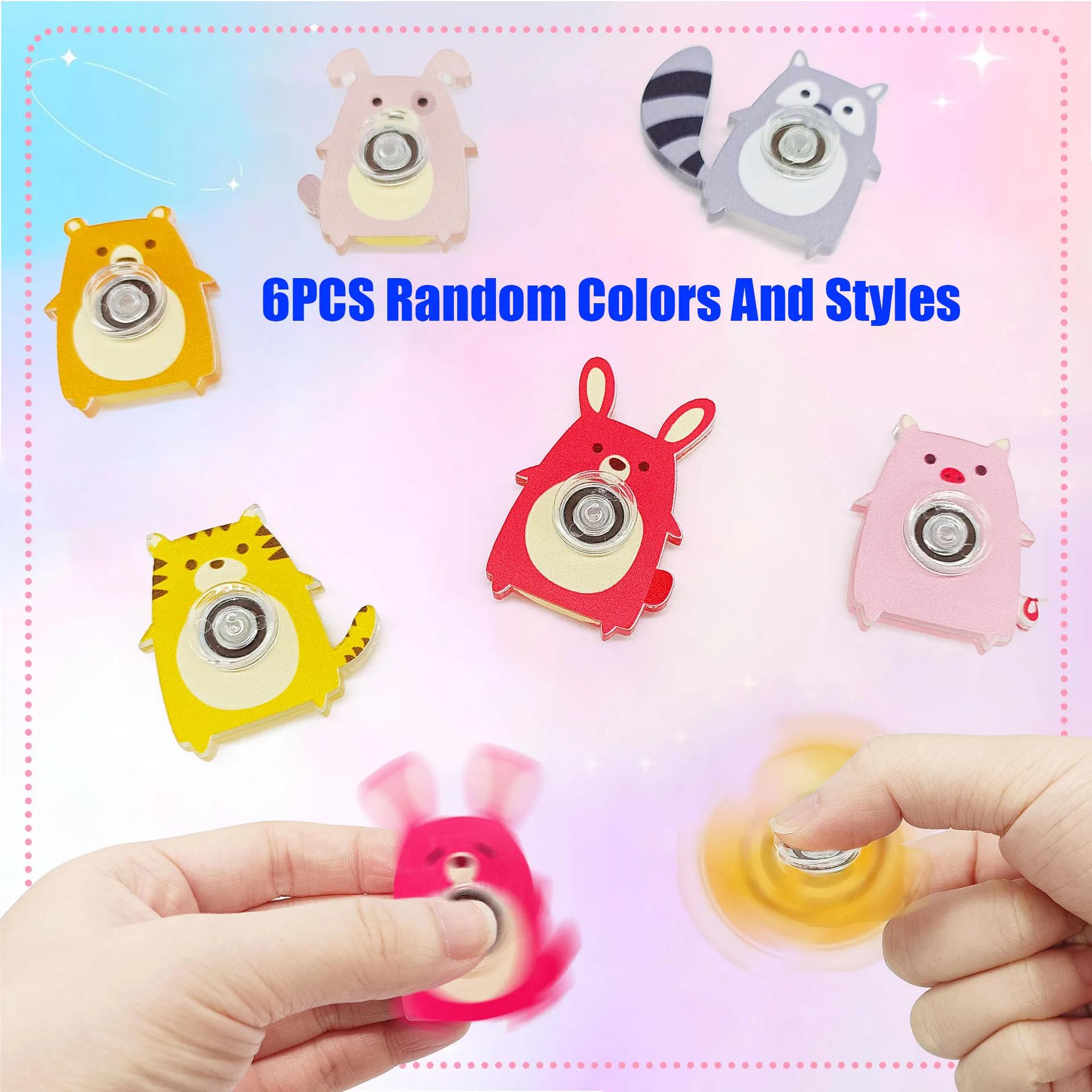 Jouet gyroscopique créatif en acrylique, 6 pièces, Animal chat chien renard Fidget Spinners, jouets