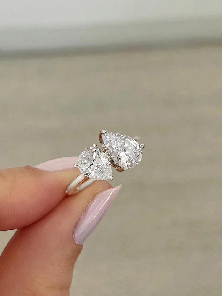 Bagues en argent Sterling 925 pour femmes, goutte d'eau scintillante, entrelacées, éblouissantes, po