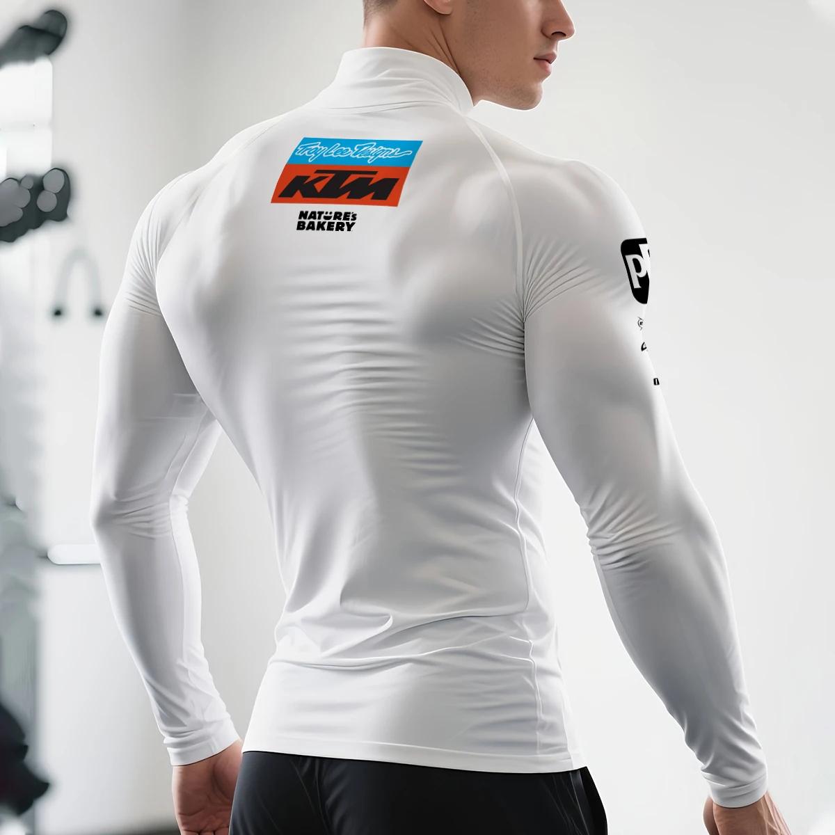 Nouveau T-shirt de sport pour homme 2026 Moto GP Troy Lee X KTM Racing Team, col mi-haut, manches lo