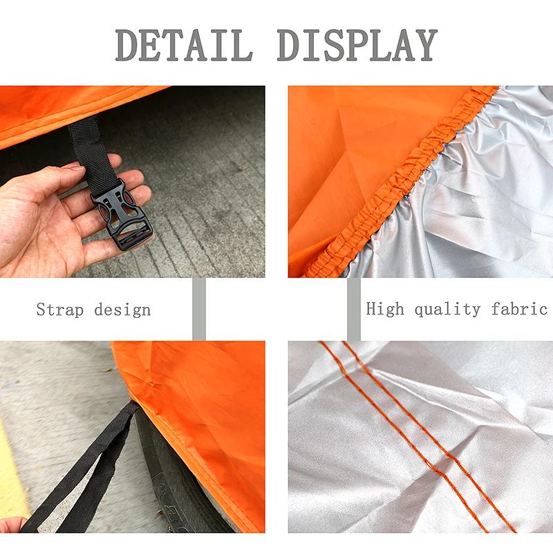 Housse de voiture universelle Orange, Protection UV contre le soleil et la poussière, couverture com