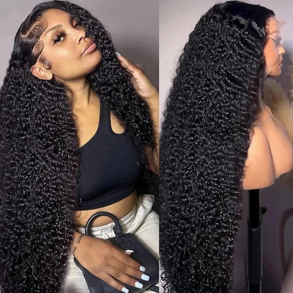 Perruque Lace Front Wig Remy Naturelle Bouclée, Cheveux Humains, 13x6, 13x4, 30 38 Pouces, Densité 1
