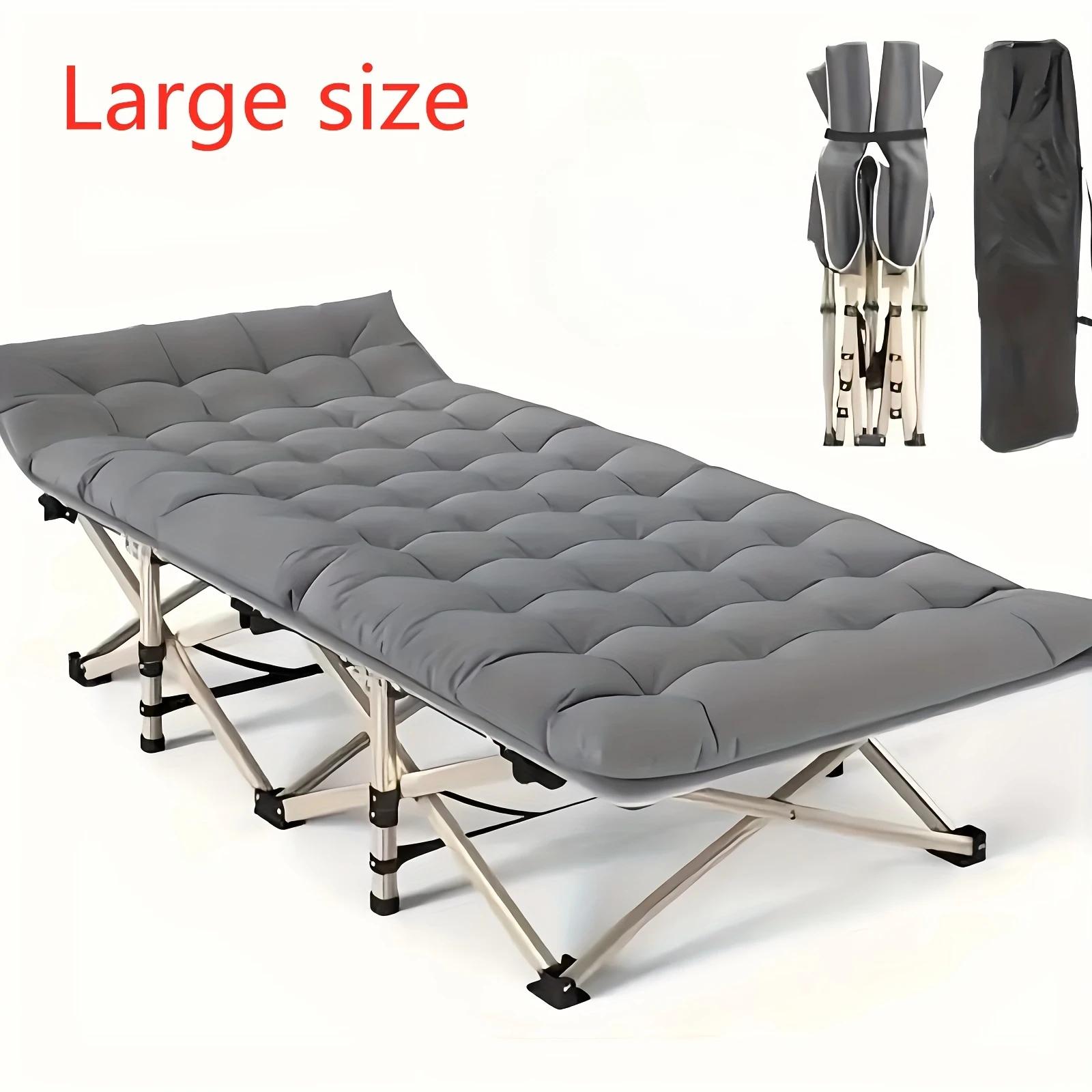 Grand lit d'extérieur sport pliant de 75 pouces, lit saumon avec matelas double face, lit d'invité p