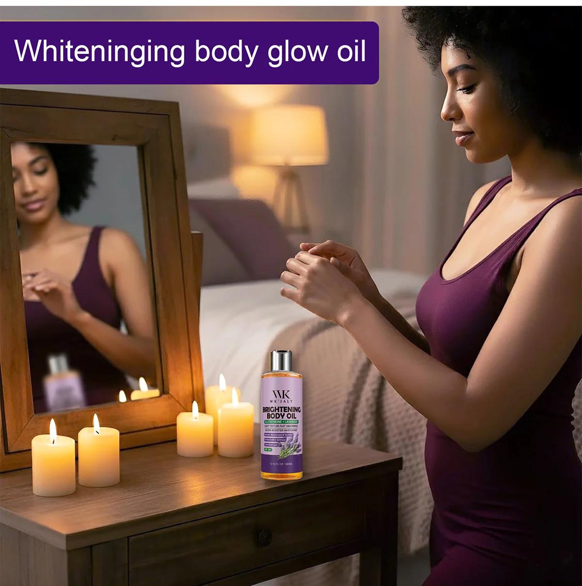 WK JALY Glow Boosting Huile corporelle blanchissante au glutathion et à la lavande, hydratante, pour
