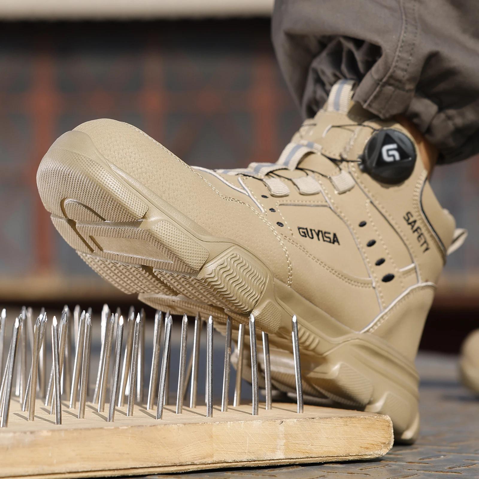 Chaussures de travail GUYISA pour hommes à embout en acier, anti-écrasement et anti-perforation, kak