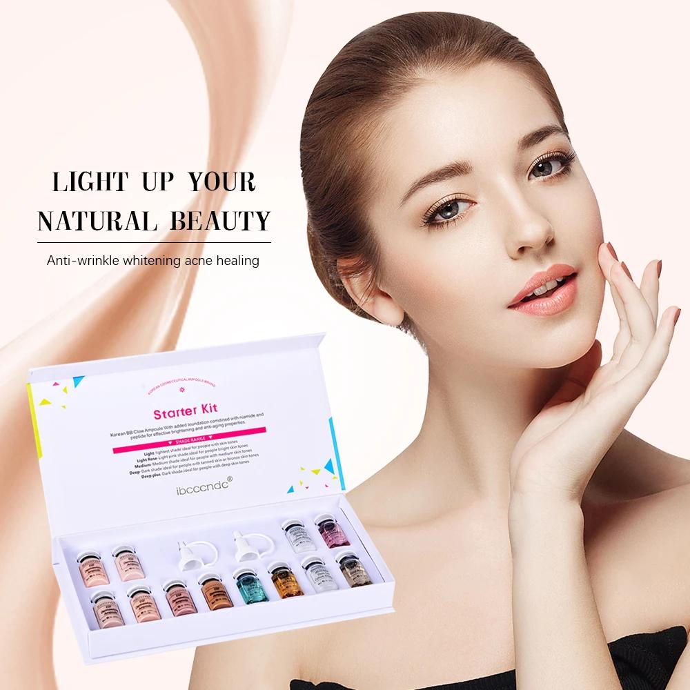 Kit de crème BB pour le visage, fond de teint éclaircissant blanc, correcteur, sérum doré, traitemen