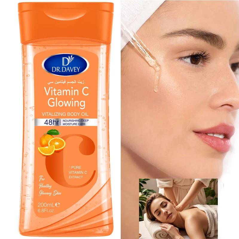 2PCS 200ml DR.DAVEY VITAMINE C Huile corporelle pour le soin de la peau, hydratante et nourrissante,