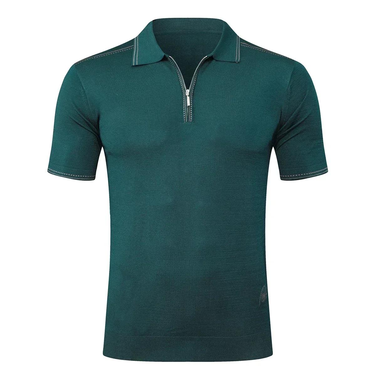 BILLIONAIRE BLSK CPRT polo soie hommes 2026 nouvelle couleur unie élastique à manches courtes mince