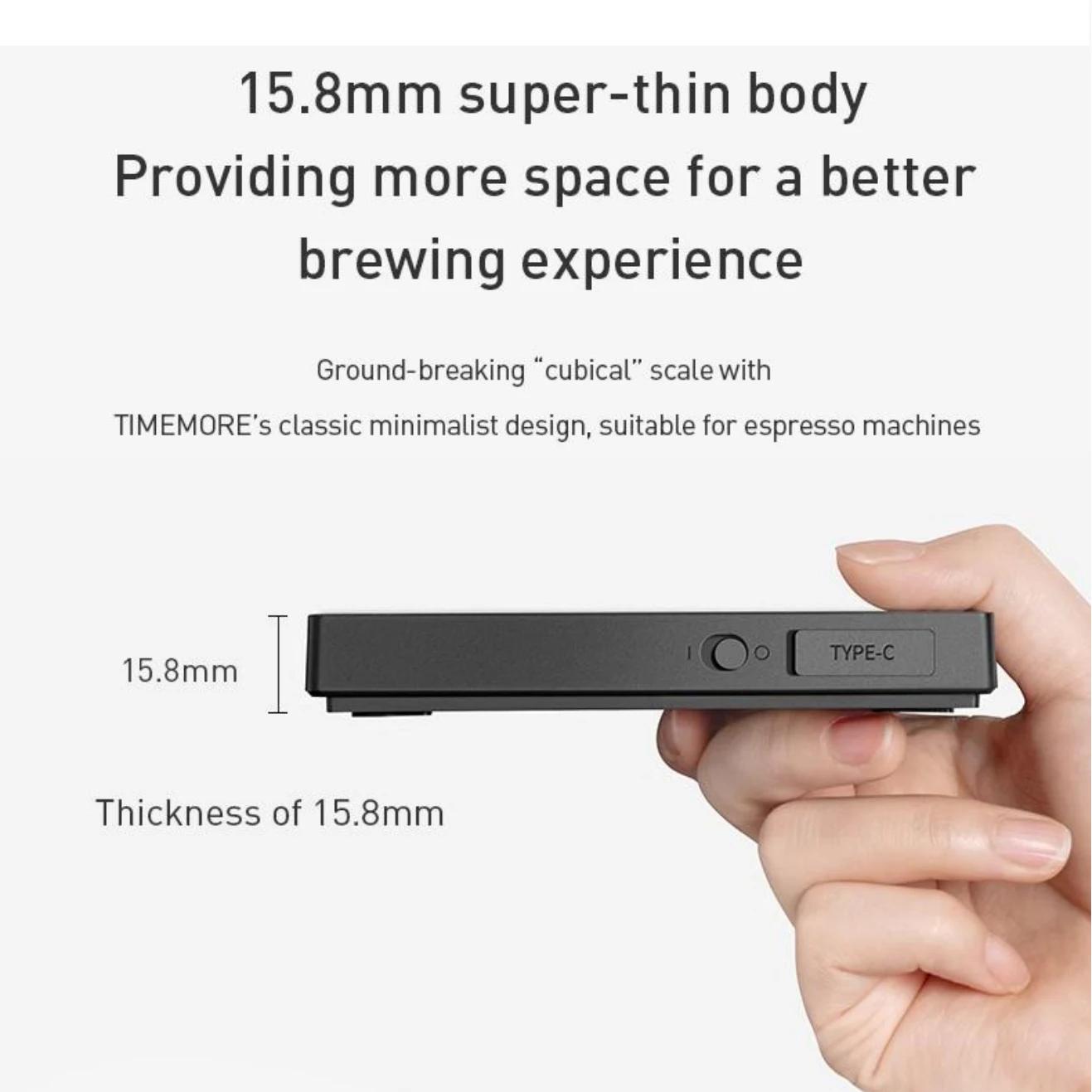 TIMEMORE Store miroir noir Mini nouvelle balance de cuisine expresso café alimentaire avec temps USB