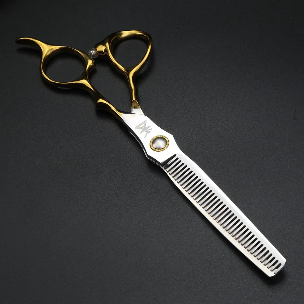 XUANFENG ciseaux à cheveux professionnels à poignée dorée 6.5 "440C ciseaux de coupe de barbier en a