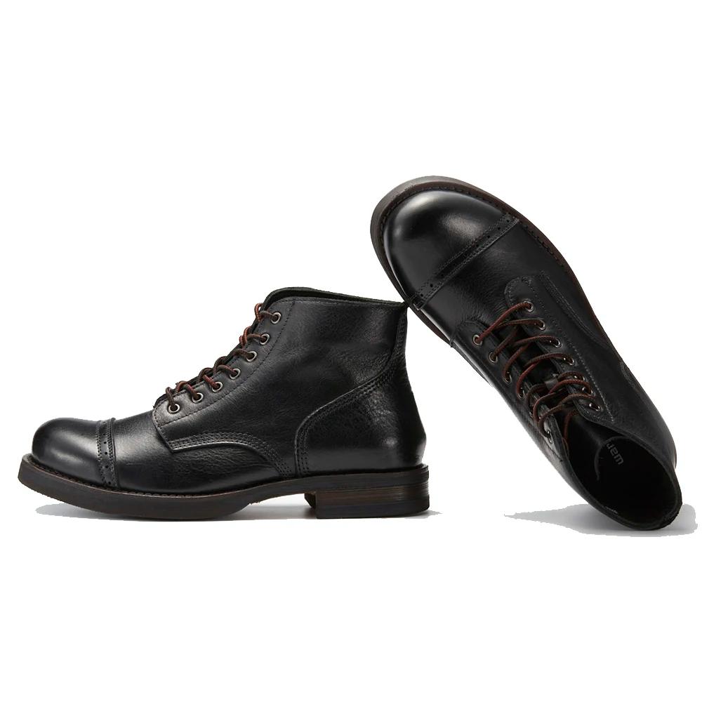 Bottes de Combat en cuir véritable pour hommes, chaussures de luxe, élégantes, faites à la main, poi