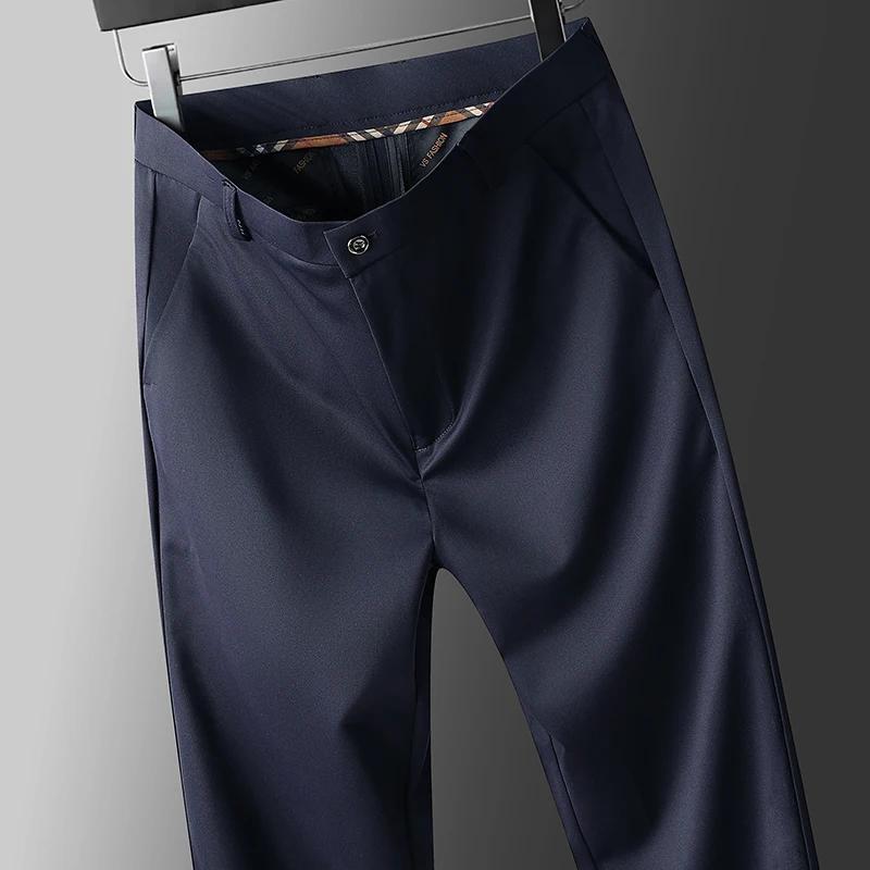 Pantalons décontractés d'affaires extensibles à quatre voies pour hommes, pantalons habillés printem