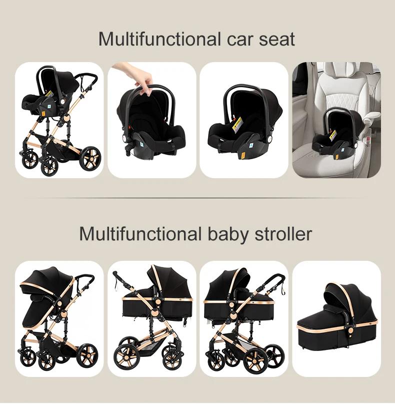 Système de voyage pour bébé 3 en 1, poussette pliable légère avec berceau, siège auto détachable inc