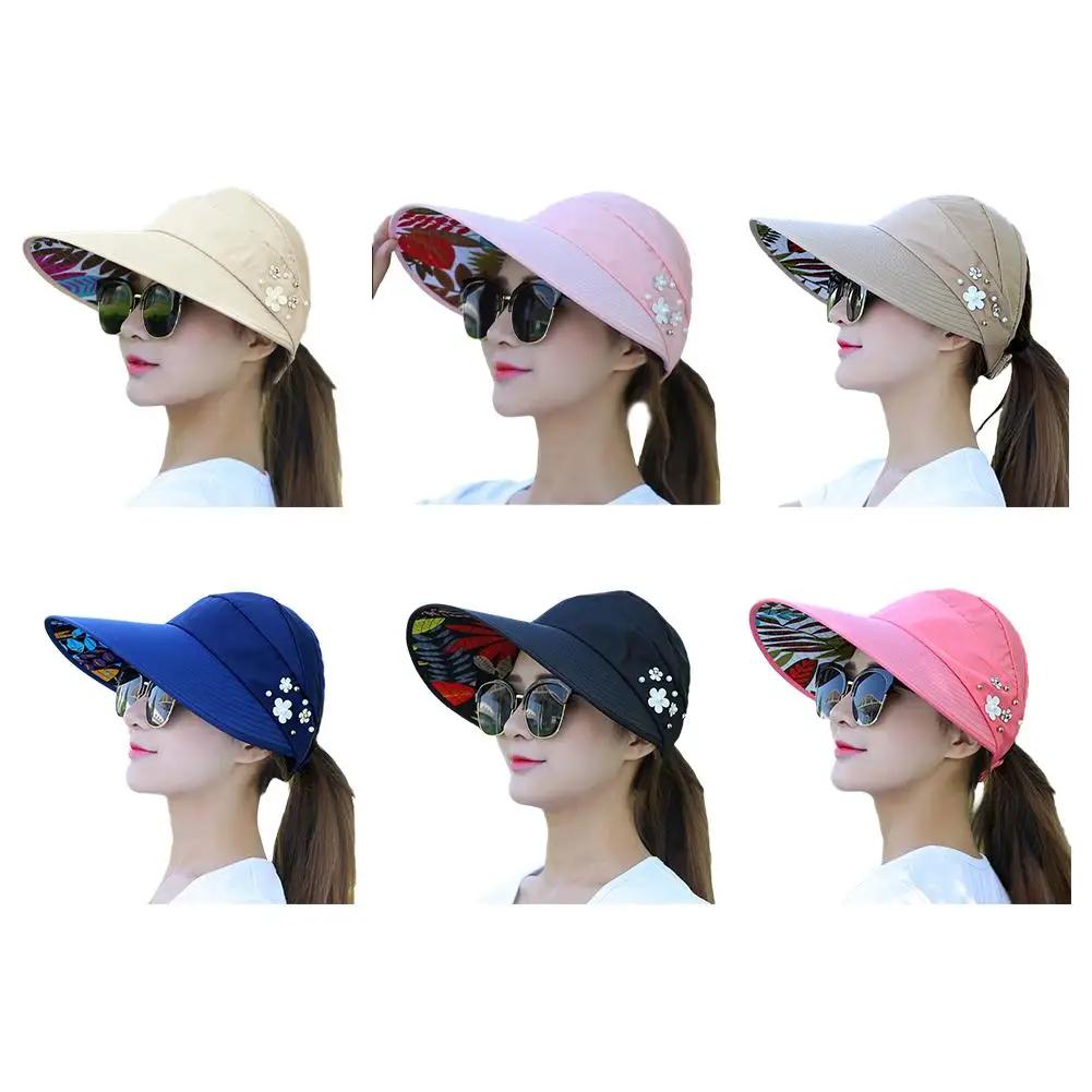 Chapeau de soleil pliable à large bord pour femmes, idéal pour les vacances d'été, anti-UV, visière