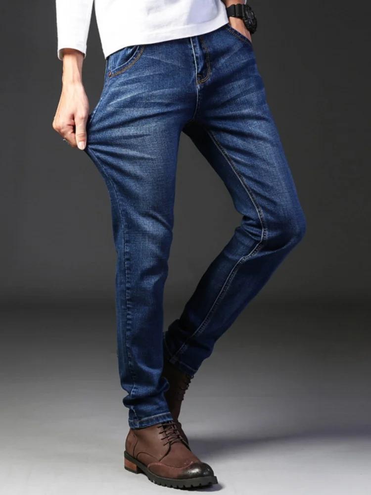 Jeans élastiques à coupe droite pour hommes, pantalons décontractés de style nouveau et populaire po