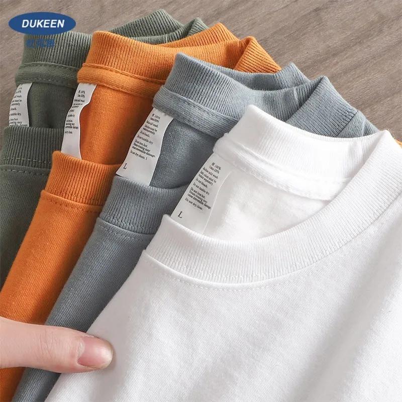 Dudiets-T-Shirt à Manches Courtes en Coton pour Homme, Vêtement Décontracté, Couleur Unie, 280gsm, 1
