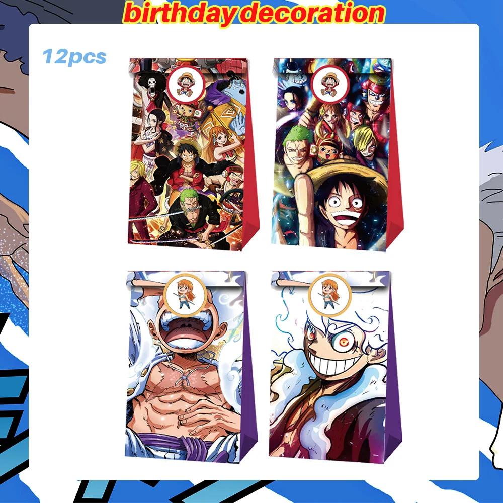 Assiettes de fête d'anniversaire One Piece, bannière suspendue, décoration de gâteau, ballons One Pi