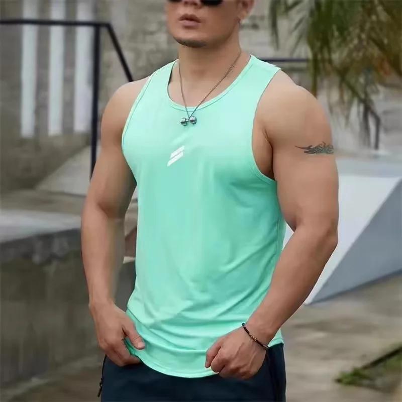 Maillot de corps en maille à col rond pour hommes, débardeur décontracté, gilet d'entraînement à séc