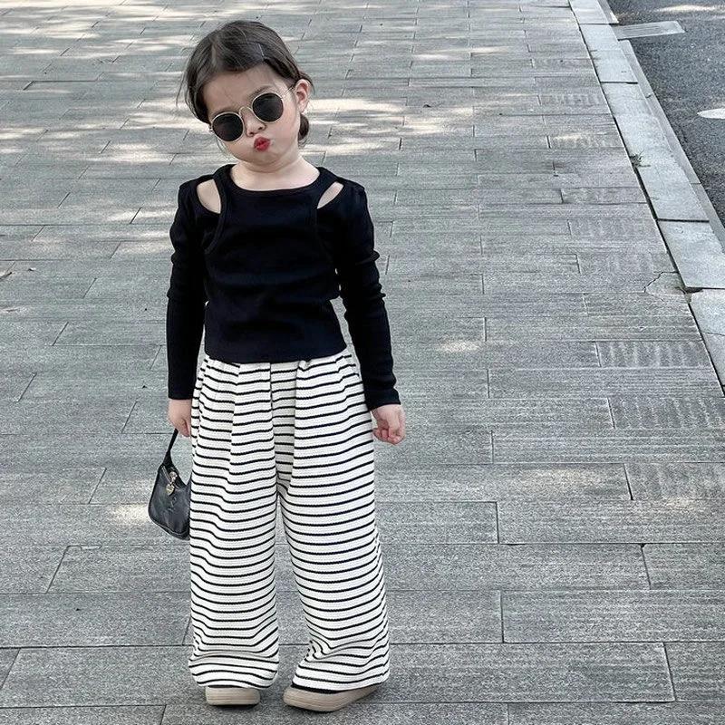 Enfants filles automne tenues infantile bébés filles faux deux pièces manches longues costumes décon