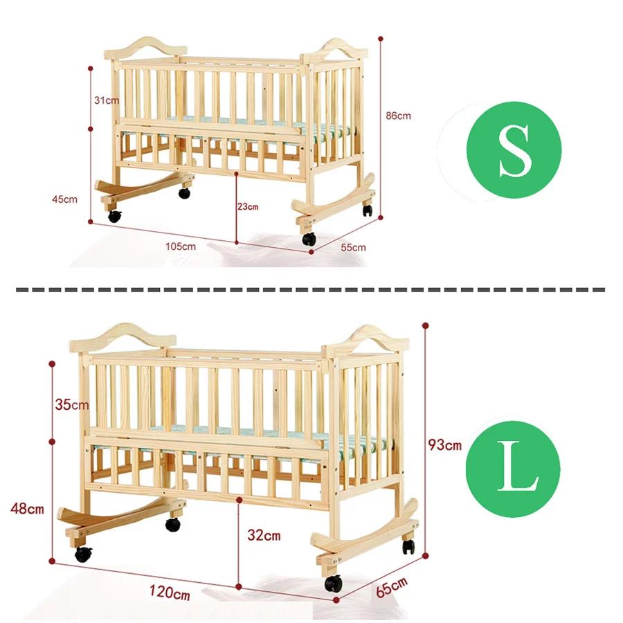 Berceau à bascule en bois enrichi pour nouveau-né, lit bébé, moustiquaire gratuite, sans peinture, b