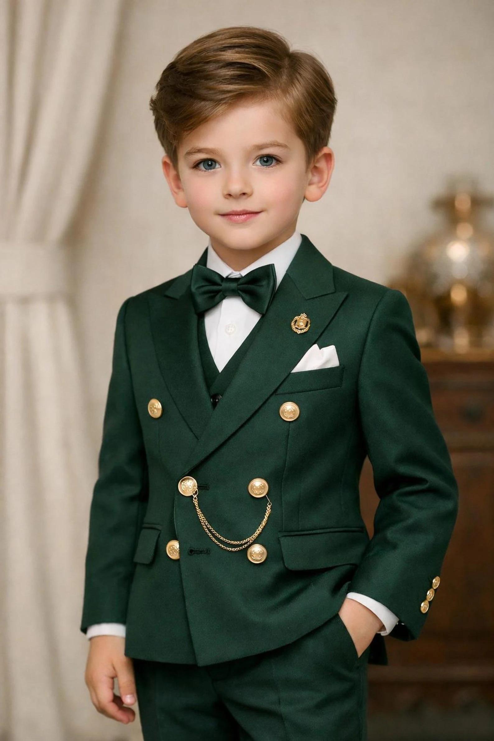 Costume Garçon Croisé 2 Pièces pour Mariage, Tenue de Garçon d'Honneur pour Anniversaire, Ensemble E