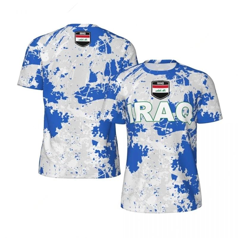 T-shirt de sport pour homme à séchage rapide et respirant, imprimé 3D drapeau d'Irak, maillot de foo