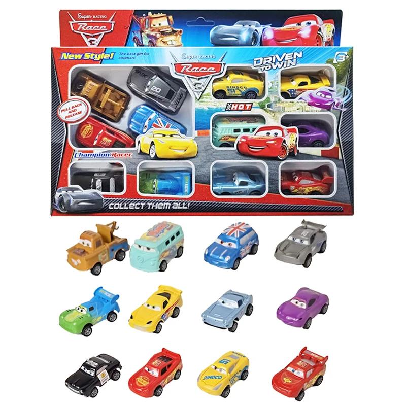 Mini 12 pièces Disney Pixar Cars 3 pistons tasse rebond voiture Collection foudre McQueen Jackson te
