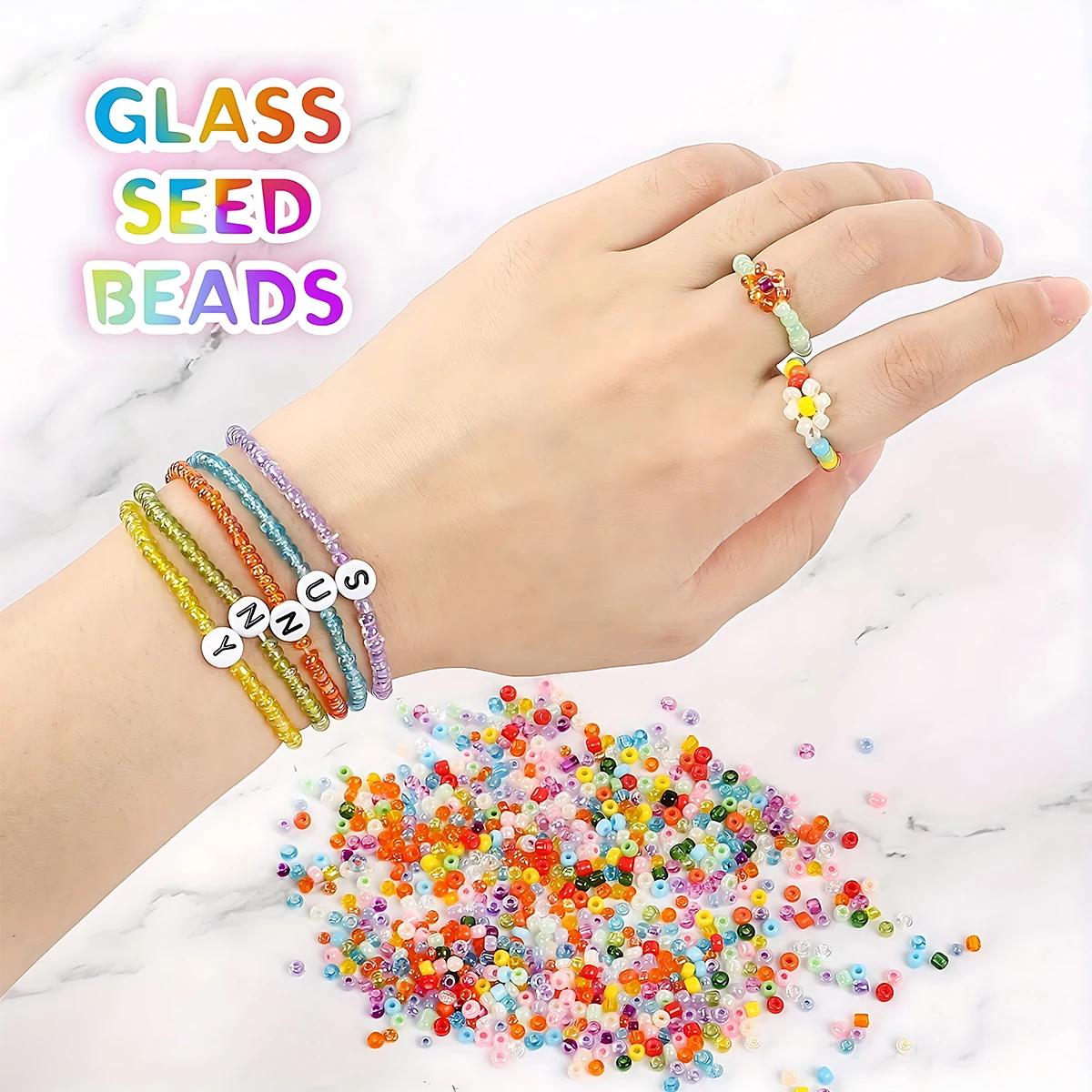 Kit d'assortiment de perles de rocaille en verre 24 couleurs, 2/3/4mm 12000/5760/2400 pièces de perl