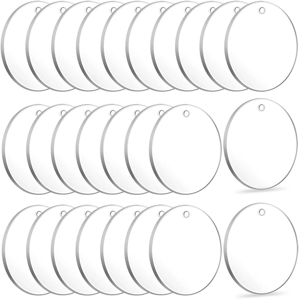 Porte-clés transparents, disques circulaires transparents, vierges en acrylique, en vrac pour porte-