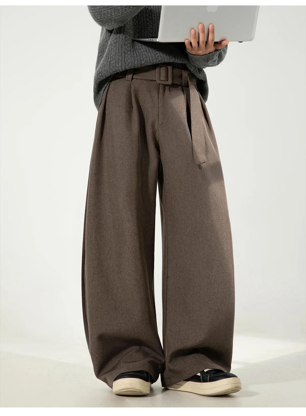 Pantalon plissé drapé à jambes incurvées pour hommes, coupe ample, jambe droite, Style rétro, pantal
