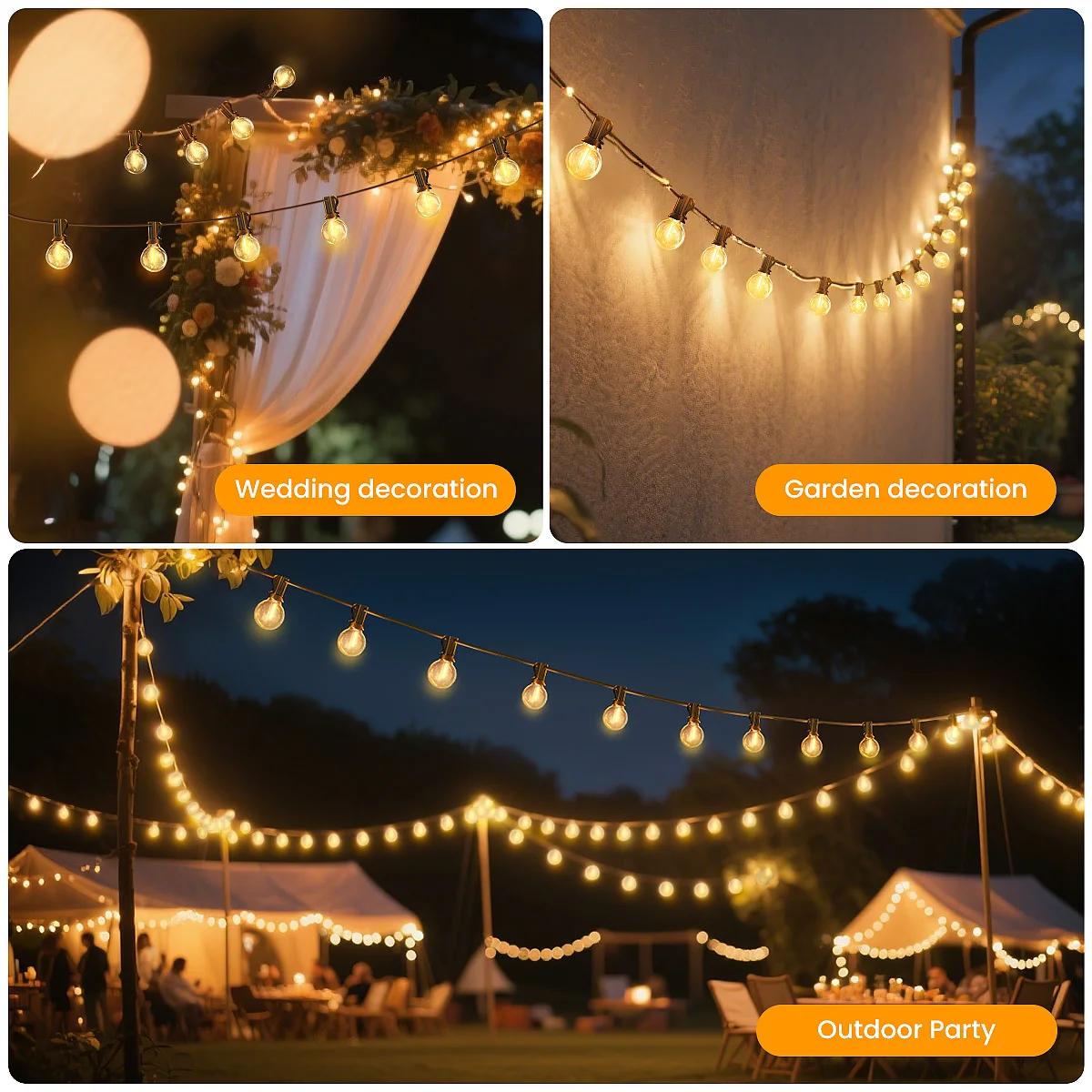 Guirlande lumineuse extérieure G40, 5M/30M/45M, guirlande lumineuse de noël, guirlande lumineuse LED