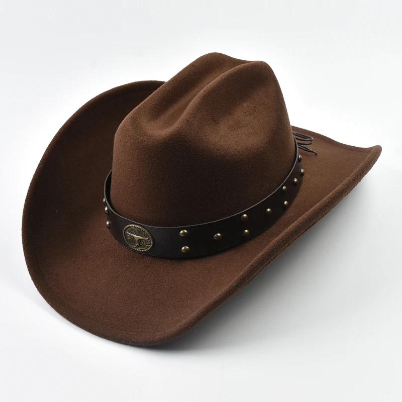 Hommes femmes Vintage grand bord Western Cowboy chapeau Gentleman Cowgirl Jazz chapeau Cloche église