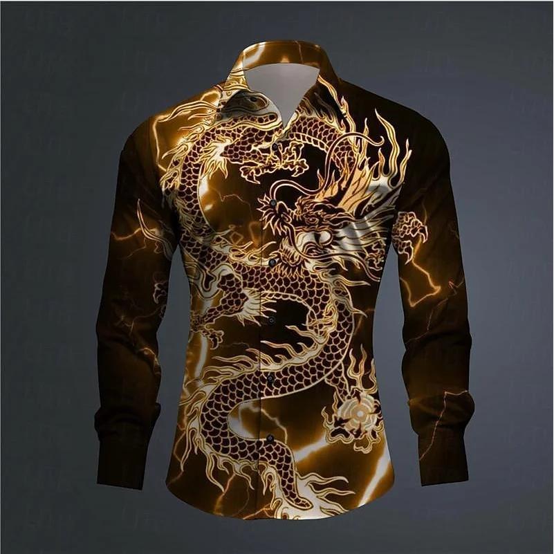 Chemise hawaïenne à boutons pour hommes, imprimé Dragon imprimé en 3D, vêtements d'extérieur à manch