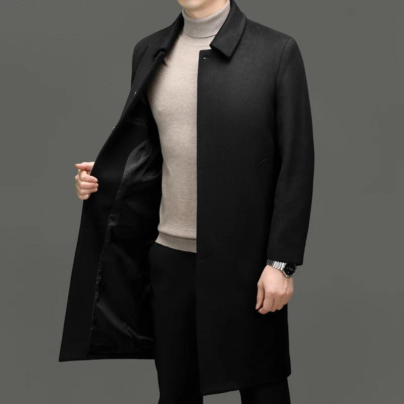 Manteaux en cachemire haut de gamme et à la mode pour hommes pour l'automne et l'hiver, vestes à rev