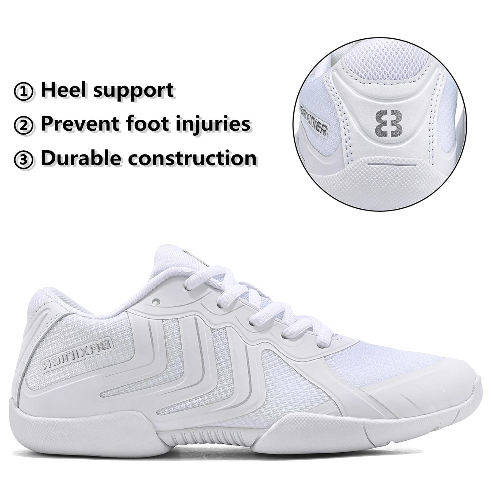 Chaussures de joie blanches BAXINIER pour filles - Baskets danse pom-pom girl respirantes tennis