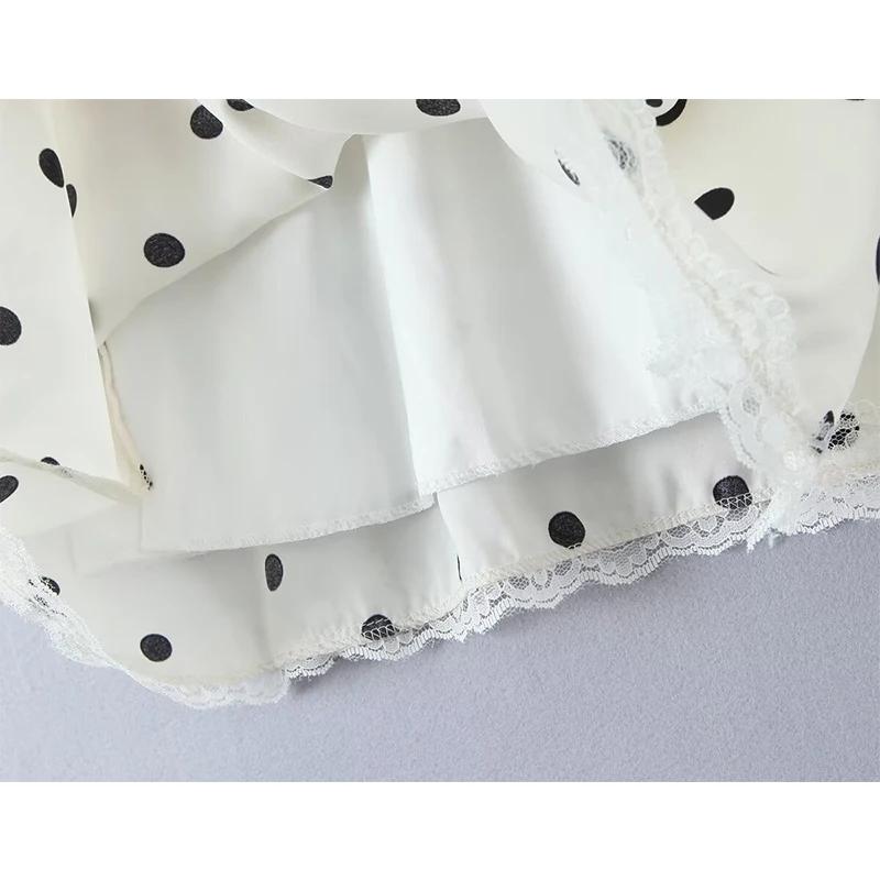 YENKYE dentelle épissé à pois Robe licou femmes élégant a-ligne Mini Sexy dos nu robes Robe d'été 20
