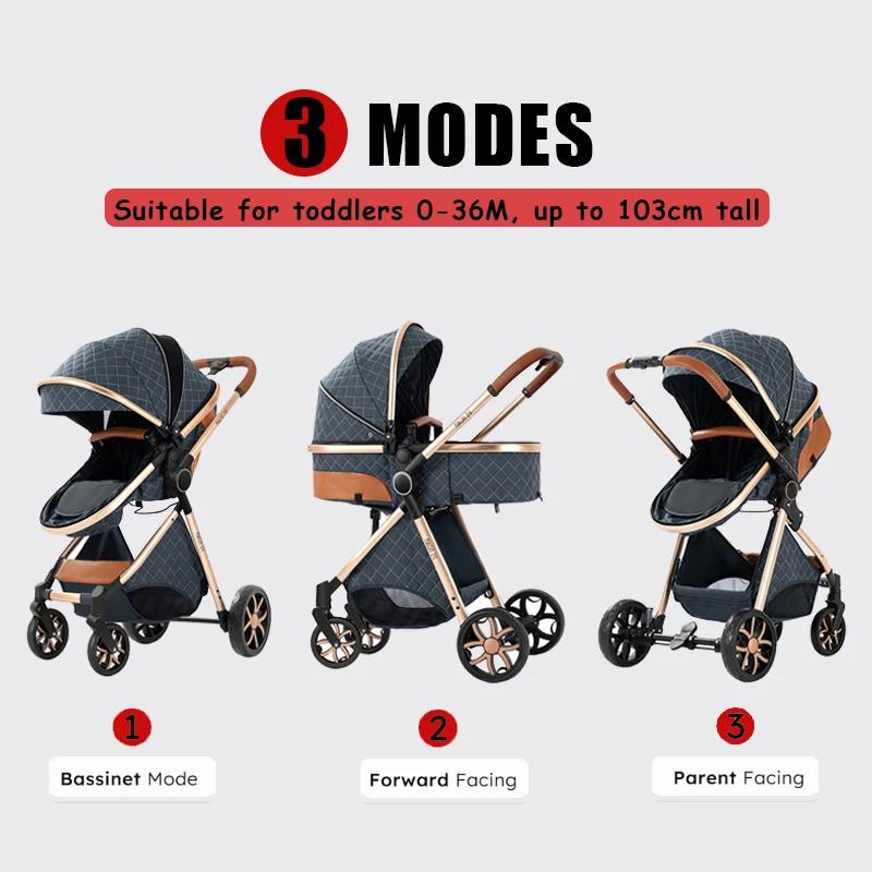Poussette 3 en 1 bébé avec siège auto nacelle - Pliage compact et cadre léger pour voyages