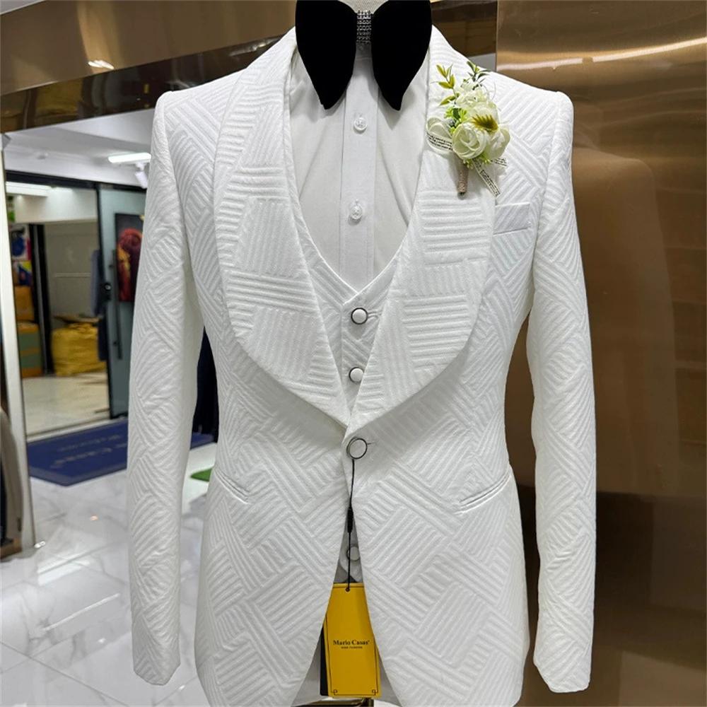 Costume de cérémonie pour homme, 3 pièces, coupe ajustée, pour mariage, veste, gilet et pantalon, un