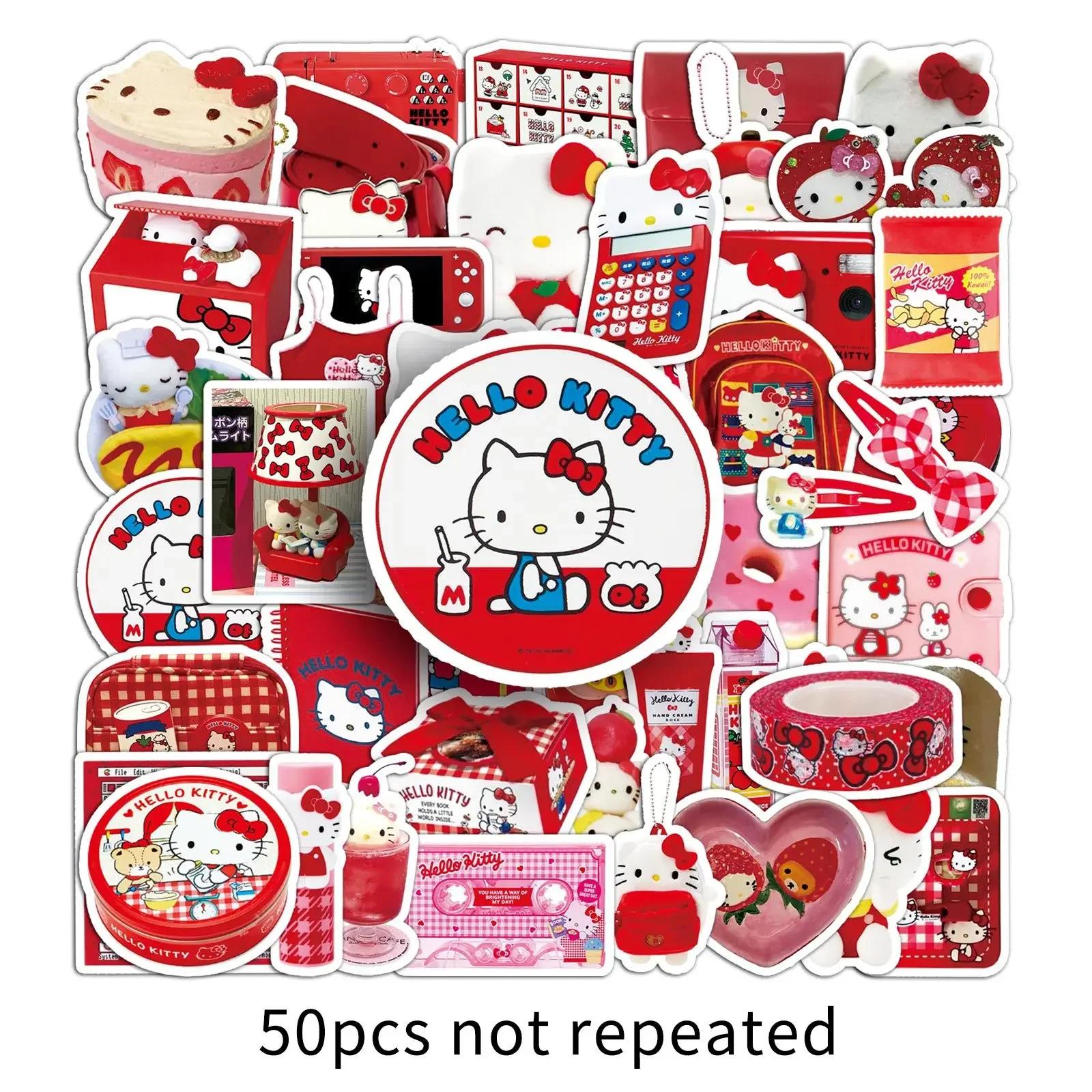 Autocollant de Style INS rouge Hello Kitty, étiquette étanche, dessin animé amusant, Doodle, jouet p