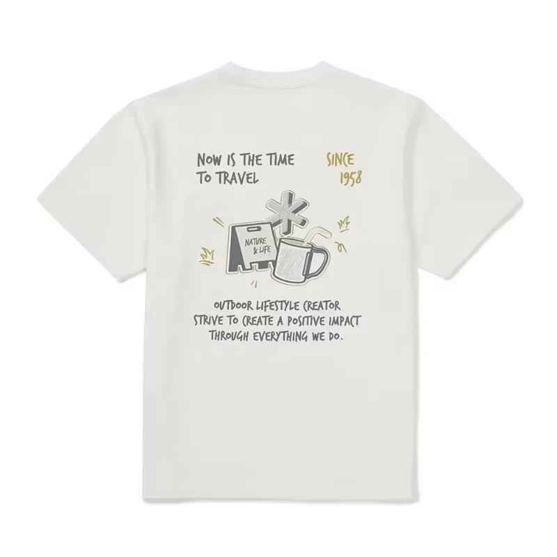 Nouveau T-shirt d'été 2026 à manches courtes en pur coton, imprimé Snow Peak, pour le camping en ple