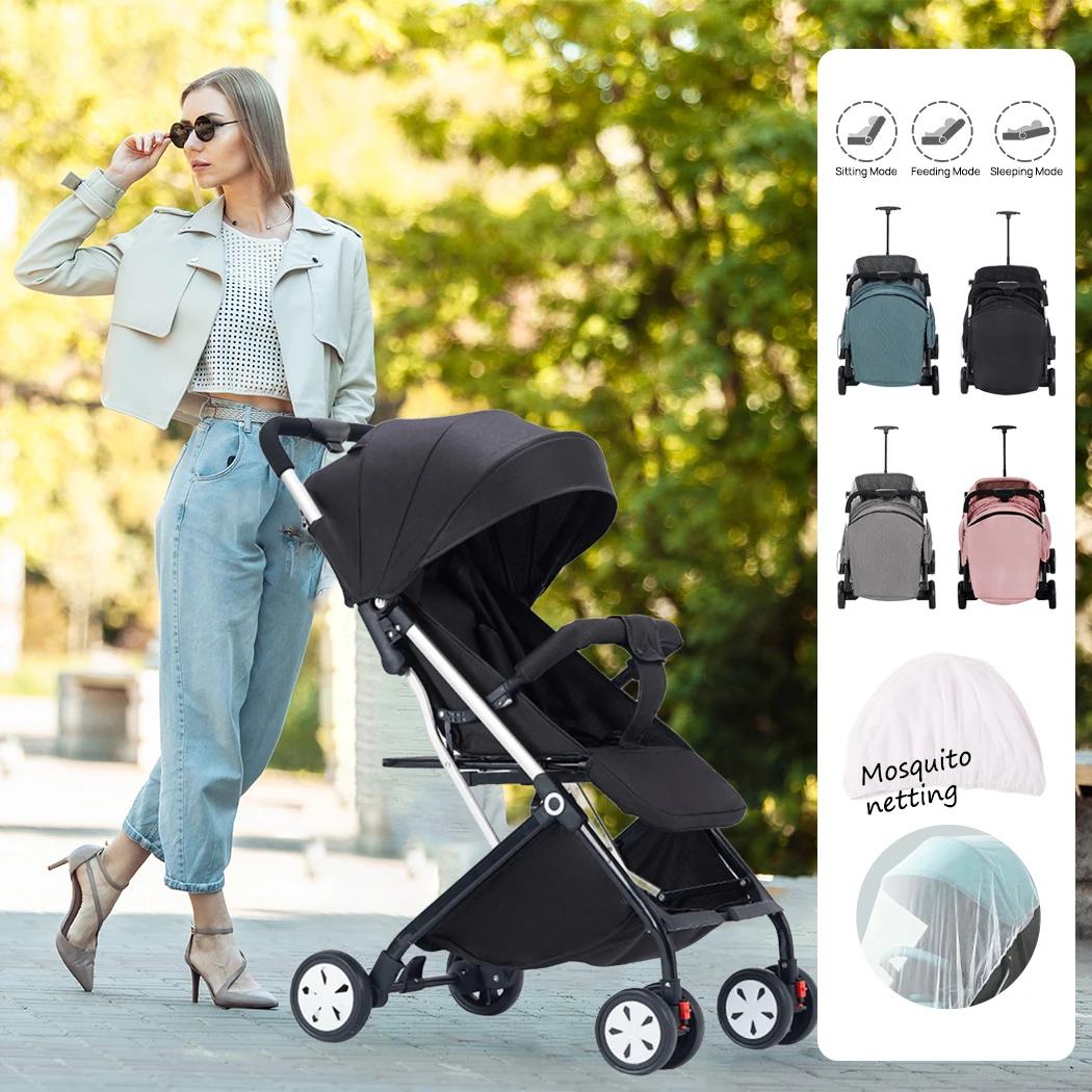 Poussette bébé landau léger Compact pliable continuer avion avec moustiquaire
