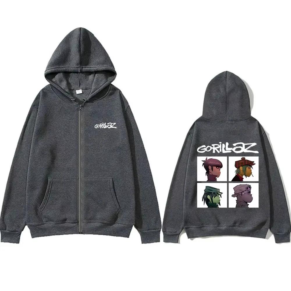 Rock Band Gorillaz Demon Days Album graphique sweat à capuche avec fermeture éclair hommes femmes Hi