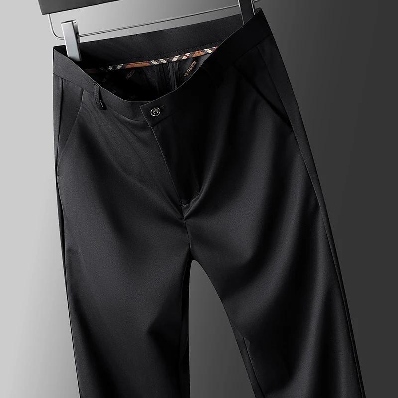 Pantalons décontractés d'affaires extensibles à quatre voies pour hommes, pantalons habillés printem