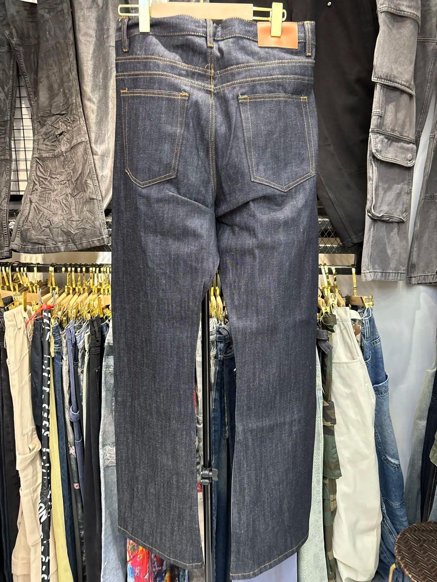 MIJKO BootCut Original jean pantalon à jambes larges bouton droit conception ZJ124