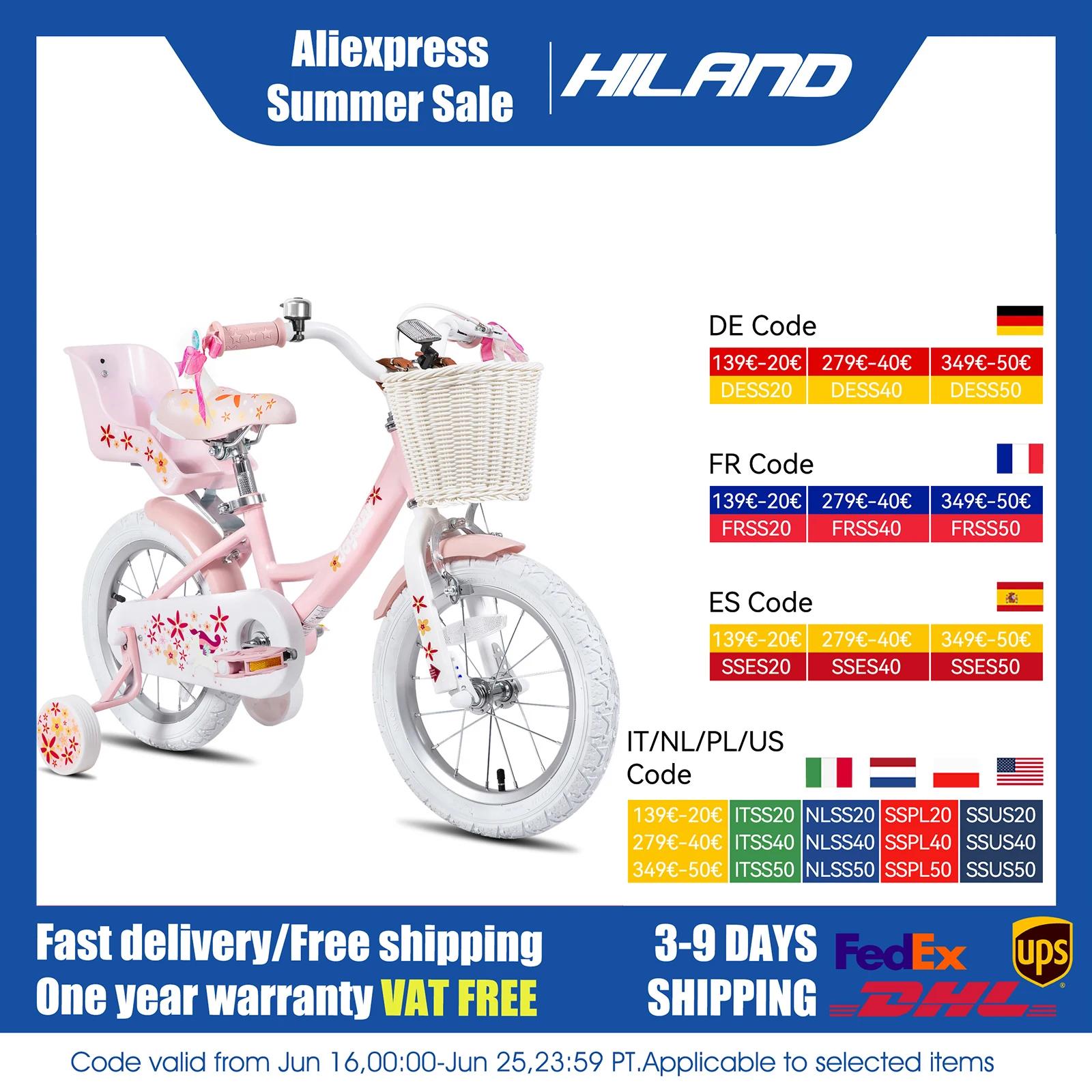 YSTAR-Vélo à chaîne pour filles de 2 à 9 ans, bicyclette pour enfants avec roues d'entraînement, ban