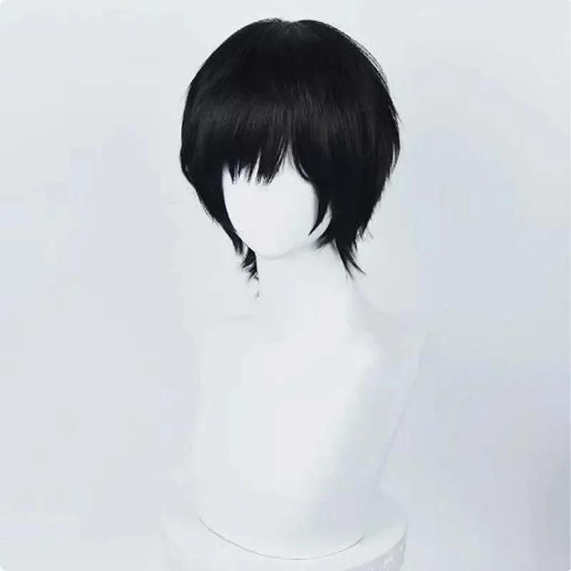 Yoshida Hirofumi Anime Chainsaw Cosplay Perruque, Cheveux Synthétiques, Noir, Court, Degré de Chaleu