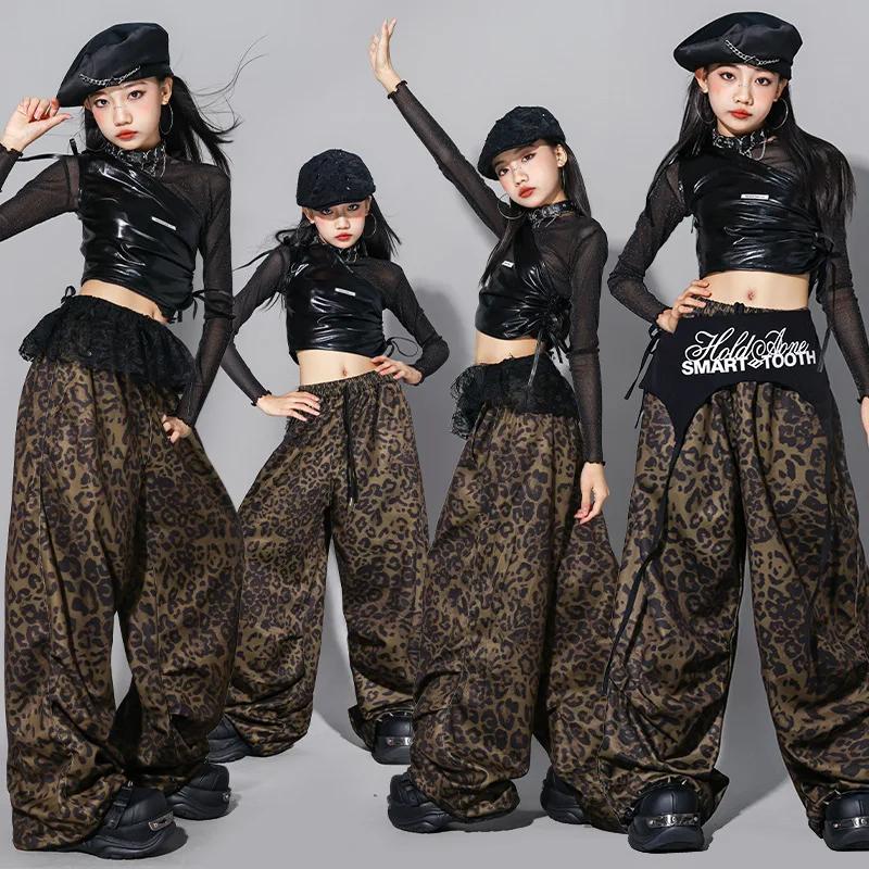 Vêtements K-pop pour filles, haut court en maille, pantalon camouflage, costumes hip hop, streetwear