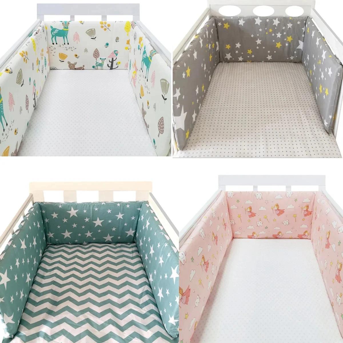 Pare-chocs épais pour lit de bébé, étoiles nordiques, conception à fermeture éclair, une pièce autou