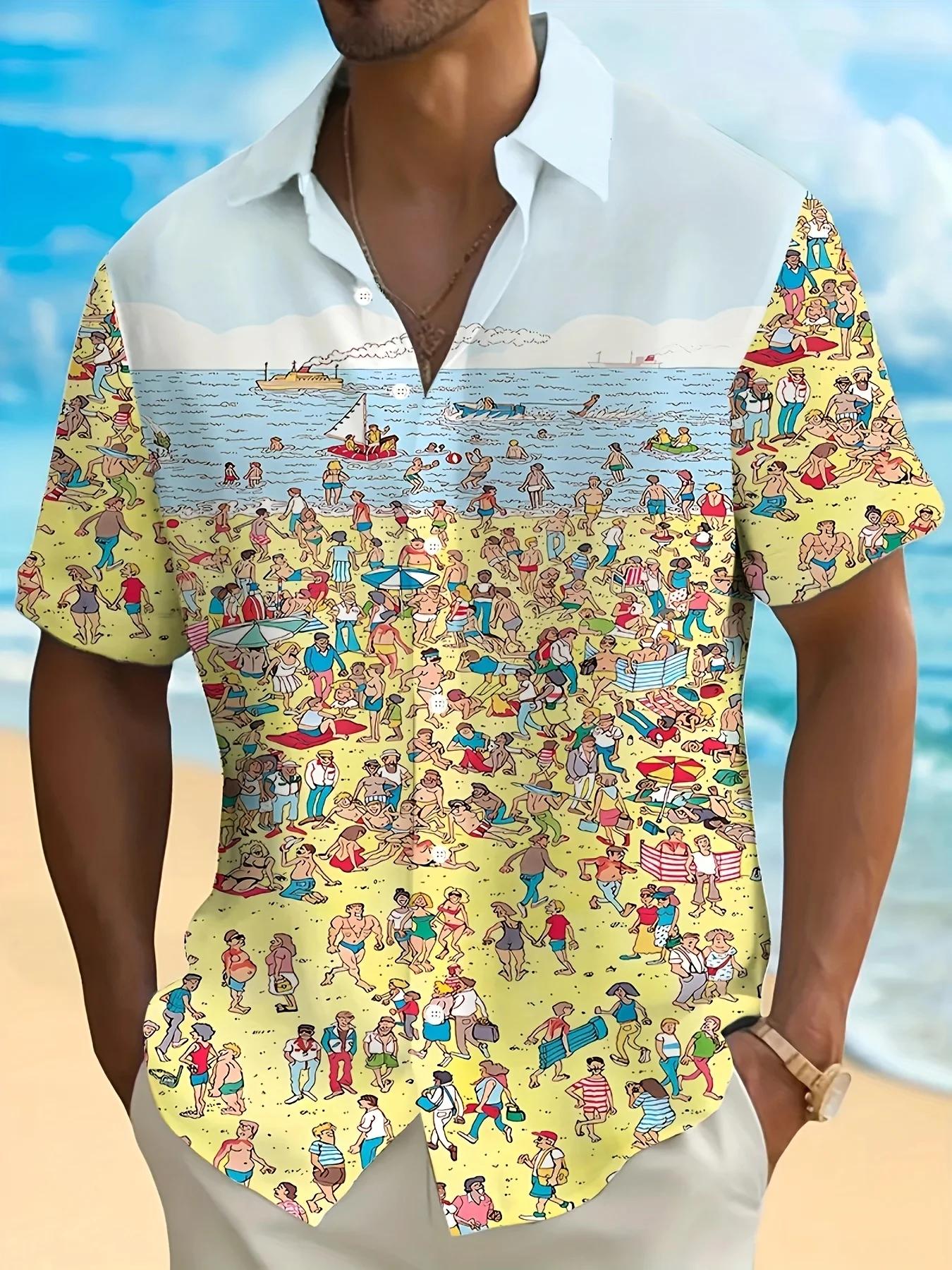 Chemise hawaïenne Simple pour hommes, imprimé visage 3d, chemises à manches courtes, vêtements de pl
